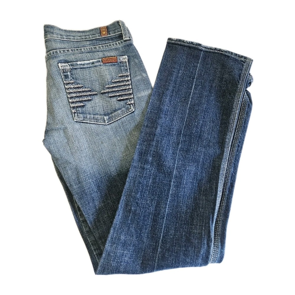 7 For All Mankind Stretch Denim‎ Regular Fit Jeans Women's Size 28 Distressed
